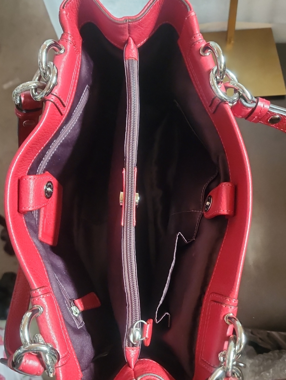 Coach 2011 Red Leather 2 Section ShoulderTote 2 Hang Tags Euc - Picture 11 of 15